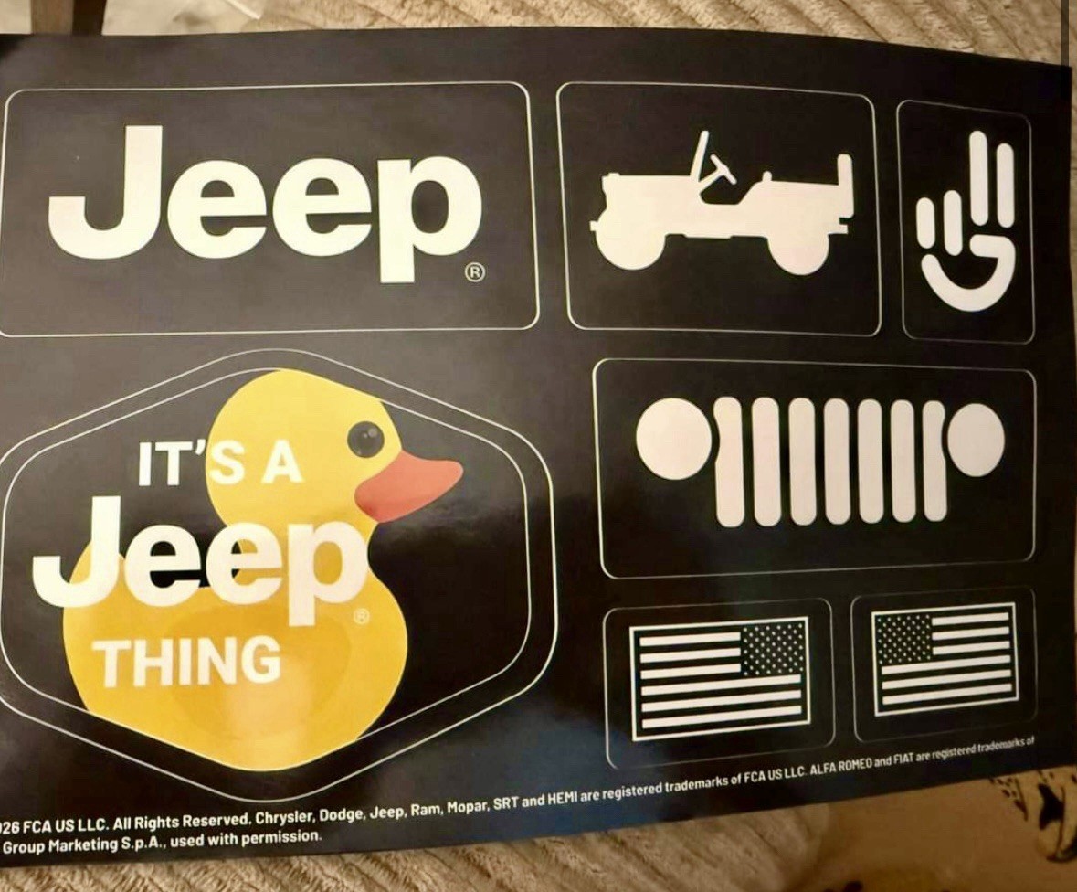 2026 Jeep Owner Exclusive Mailer Sticker Sheet Duck Ducking Decal Set OEM Promo