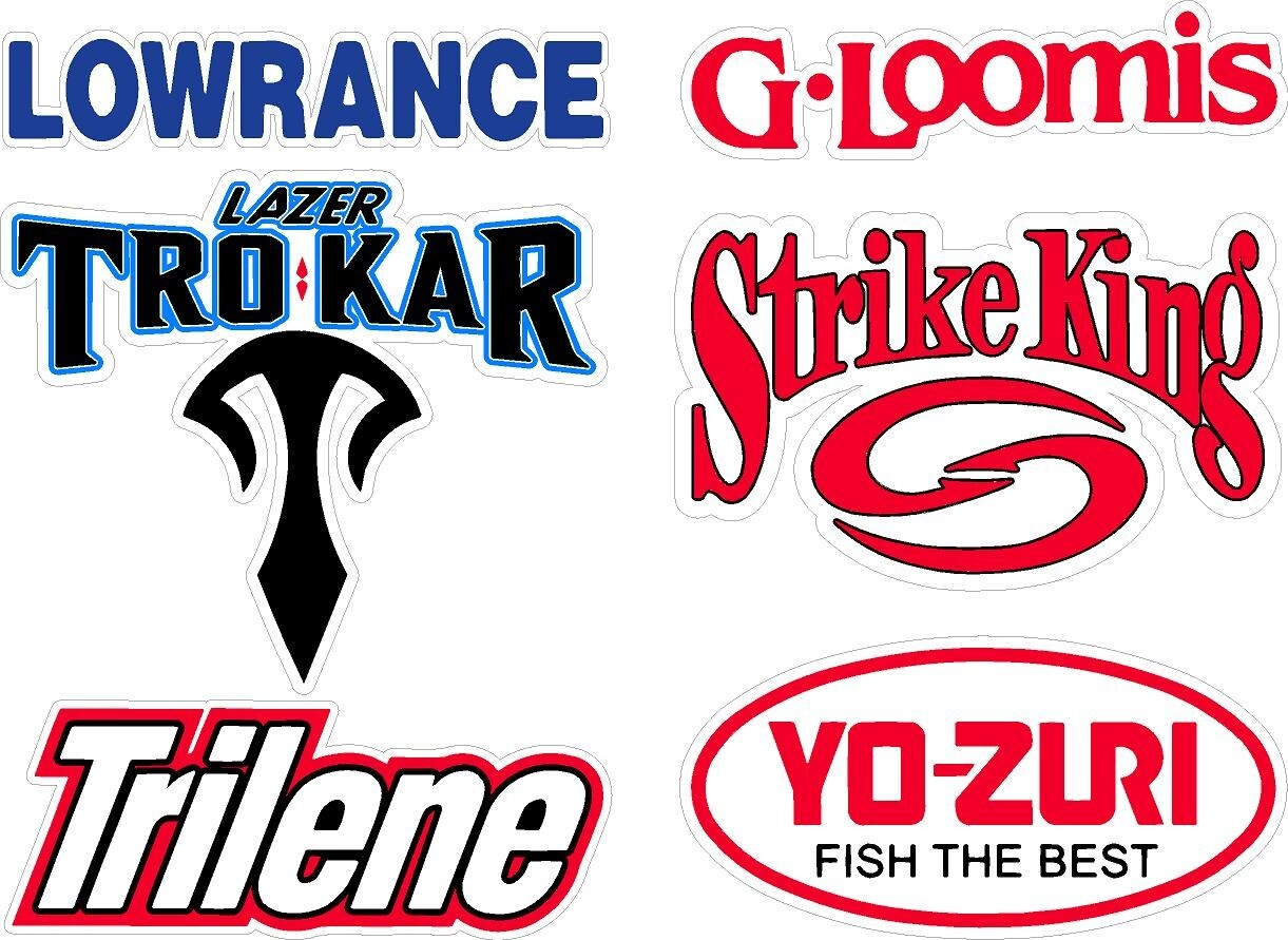 6 PK Boat Carpet Graphics 005 Marine Fishing (Each one is 8-9 Inches Wide)
