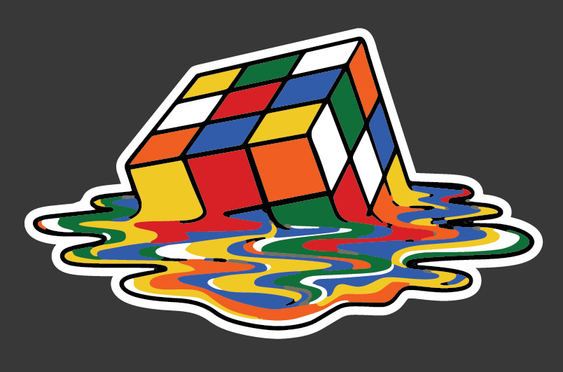 Rubiks Cube Dripping Vinyl Decal Car Truck SUV Laptop Rubik’s Cube Sticker