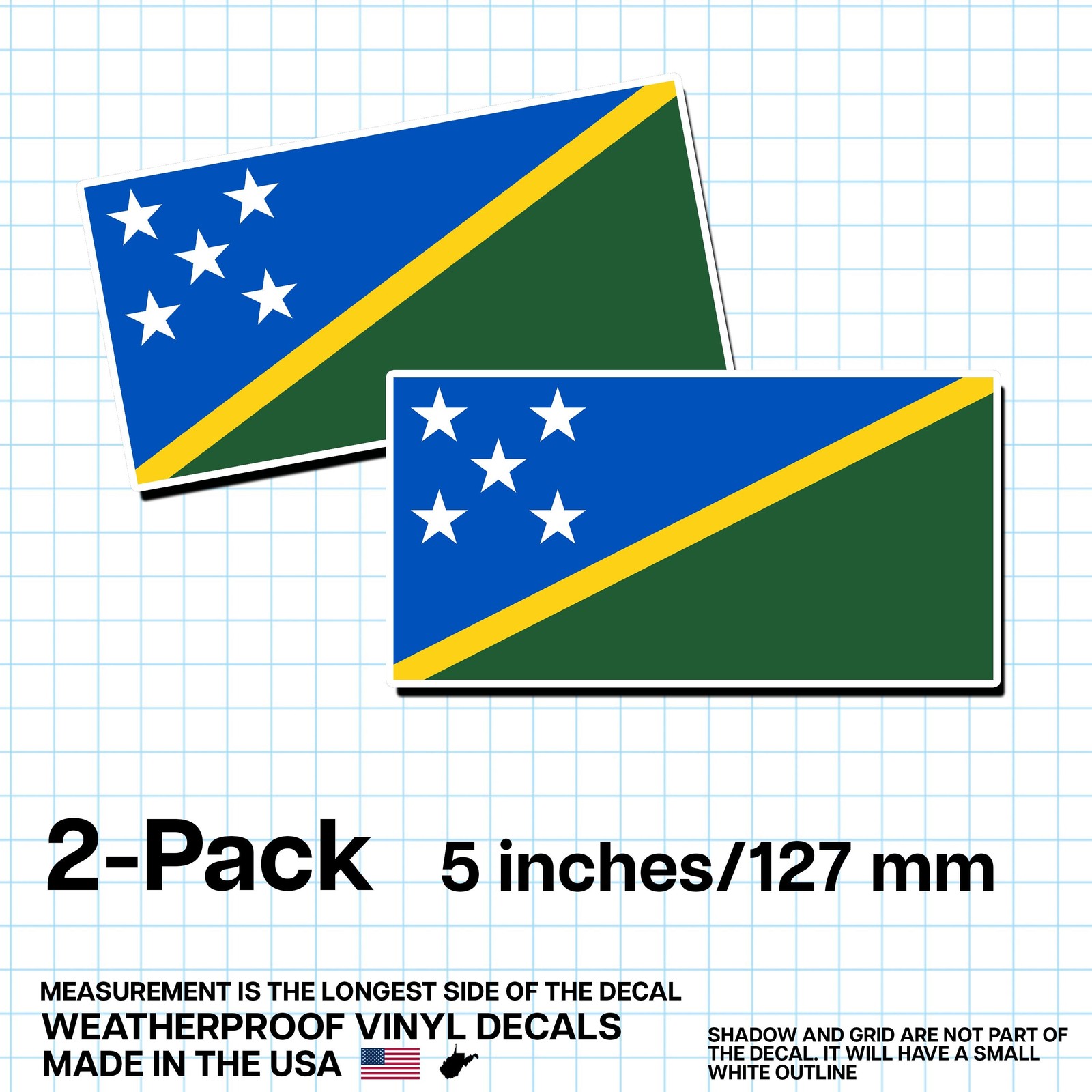 Solomon Islands Flag Sticker 5″ 2-Pack – SB Decal – Solomon Islander Pride Vinyl