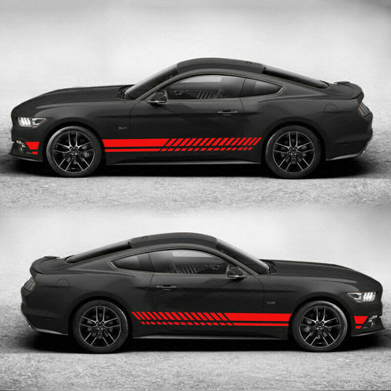 Pair of Universal Car Truck Side Skirt Door Racing Vinyl Stickers Decal Stripes