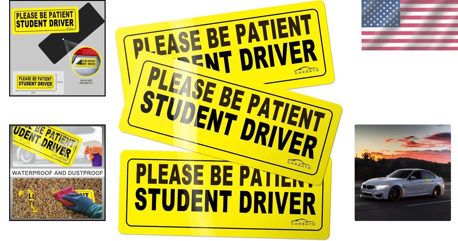 Weatherproof Student Driver Warning Magnets – Size 9×3.5 Inches for Visibility
