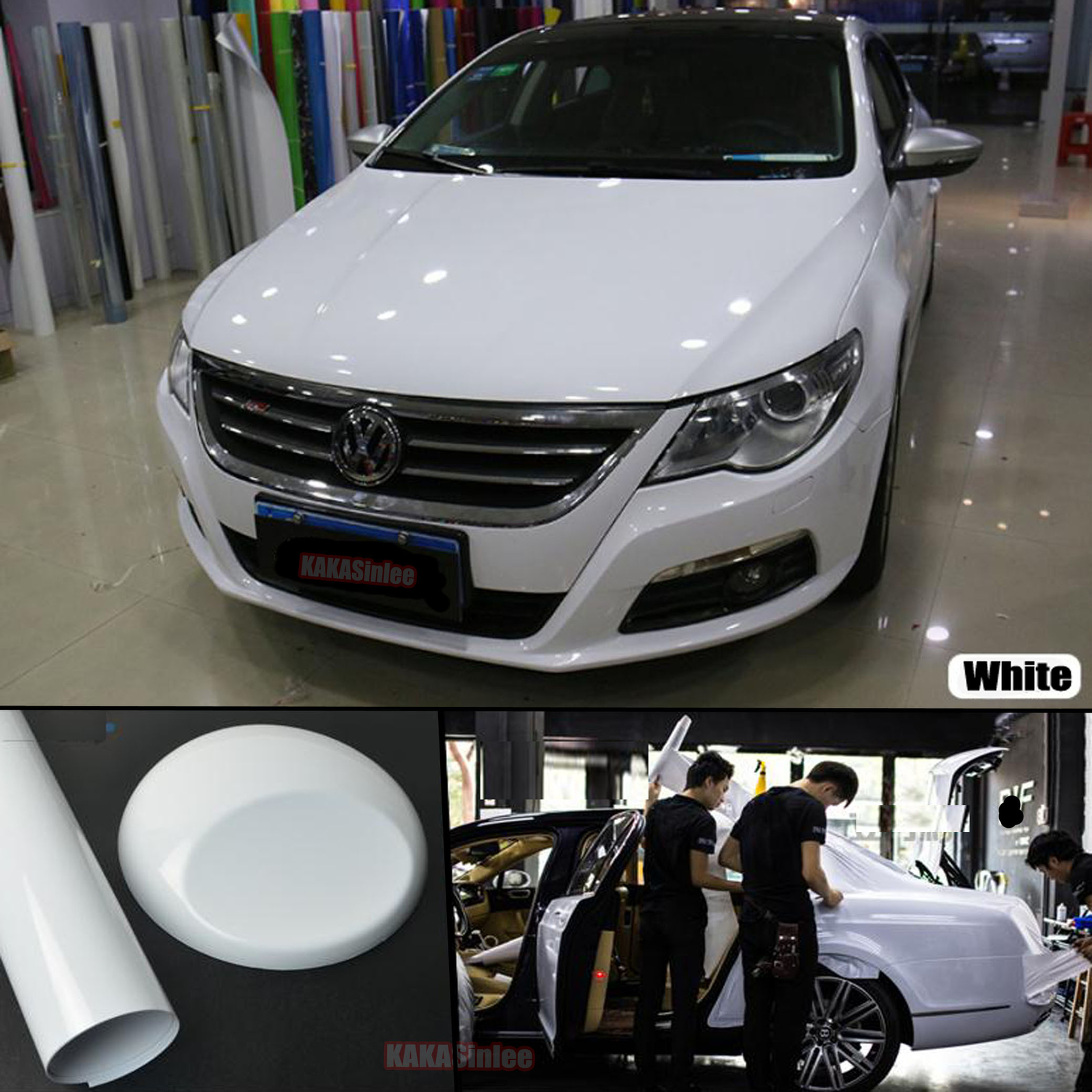 Bubbles Free Glossy Bright WH Whole Car SUV Vinyl Wrap Hood Sticker Stretch US