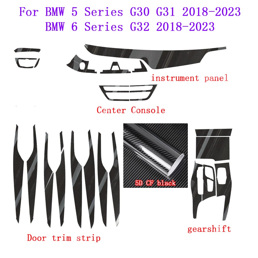 For BMW 5 Series G30 2018-2022 5D Carbon Fiber Pattern Interior DIY Trim Decals
