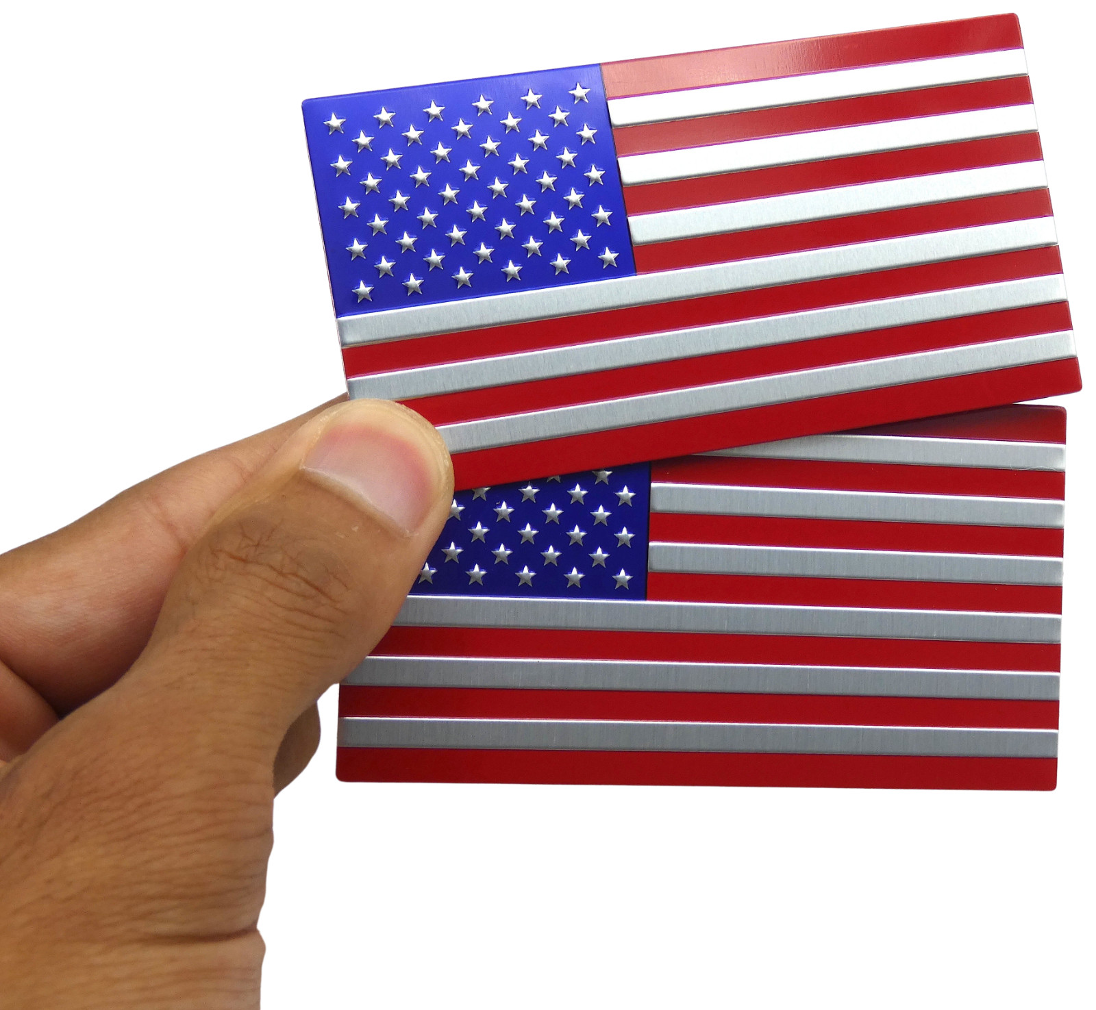 2x ALUMINUM American Flag Decal Sticker Car, Motorcycle, Patriotic Color