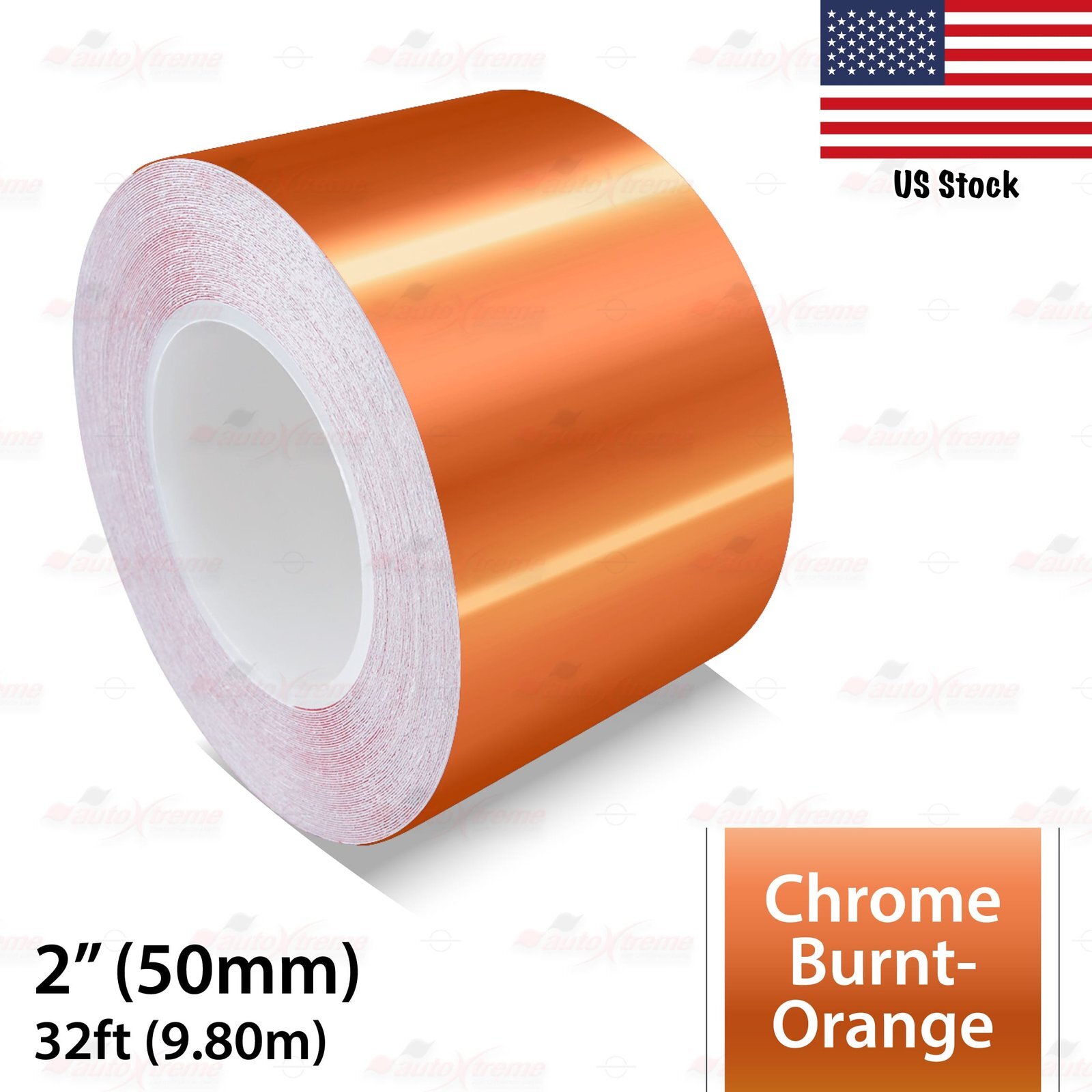 2″ Vinyl Pinstriping Pin Stripe Styling Tape Sticker 50mm CHROME BURNT-ORANGE