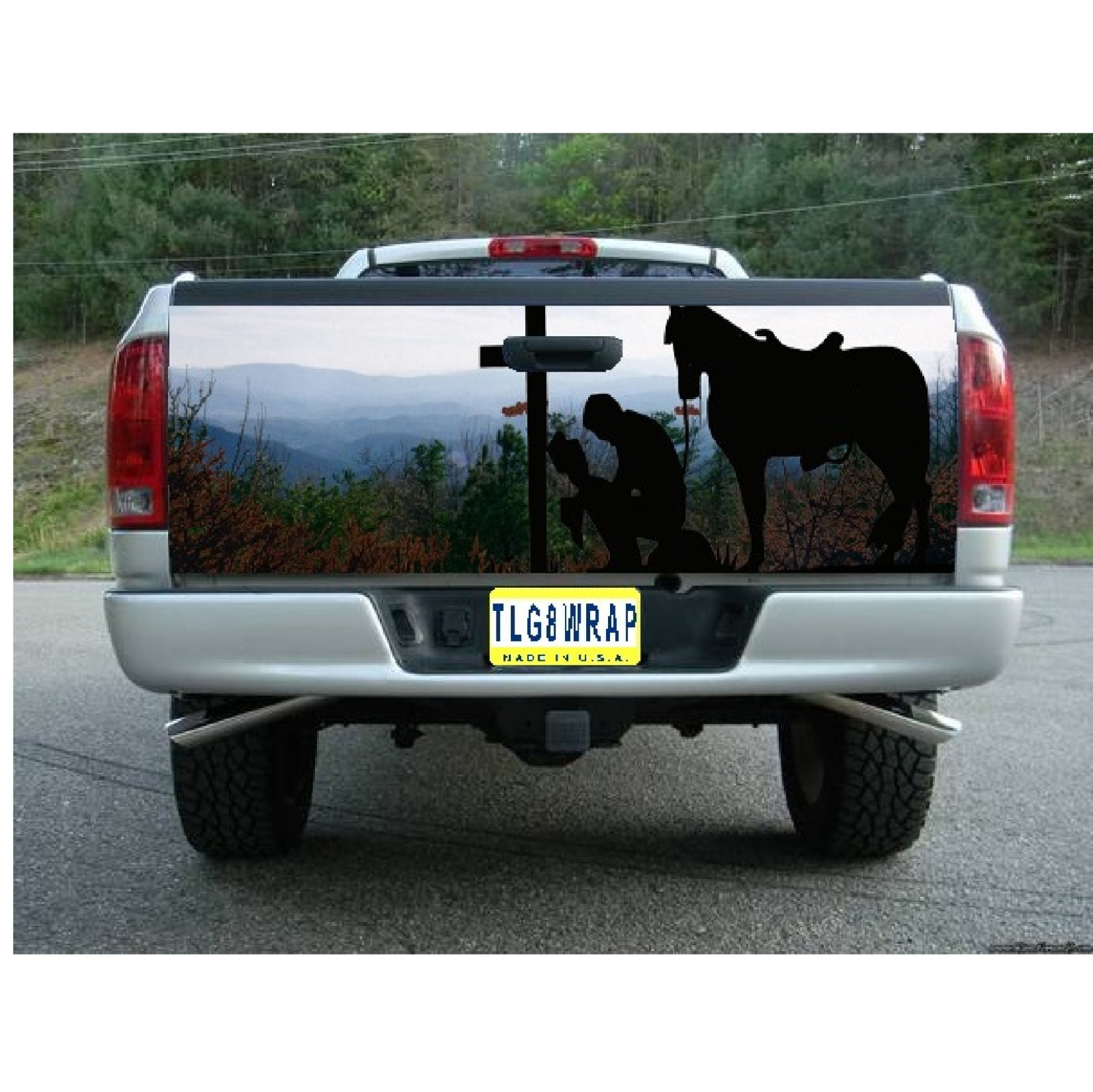 T99 HORSE COWBOY PRAYING Tailgate Wrap Vinyl Graphic Decal Sticker LAMINATED