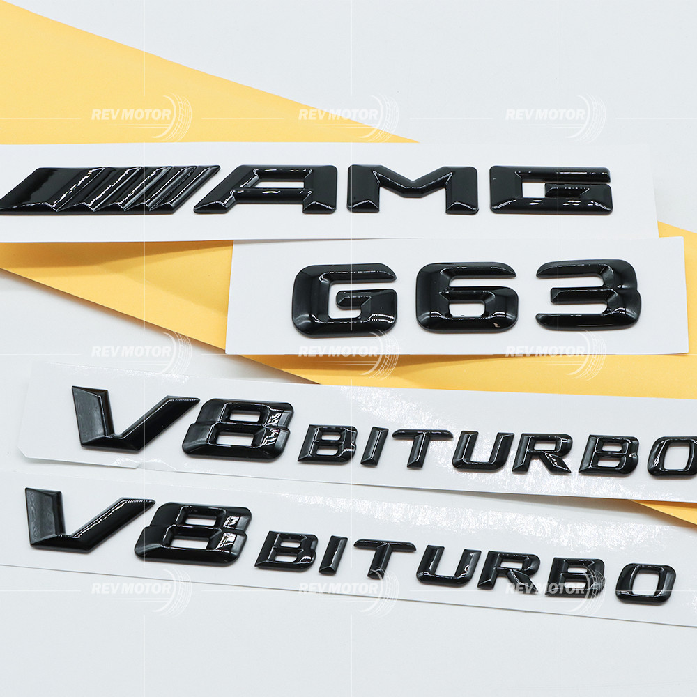 4pcs Gloss Black 3D Raised Badge For AMG G63 G-Class V8 Biturbo Side Rear Emblem