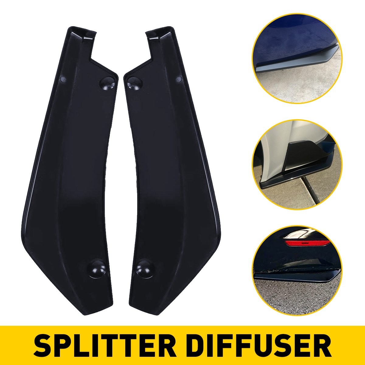 1/2set Universal Car Rear Bumper Lips Side Splitter Canard Diffuser Body Spats J