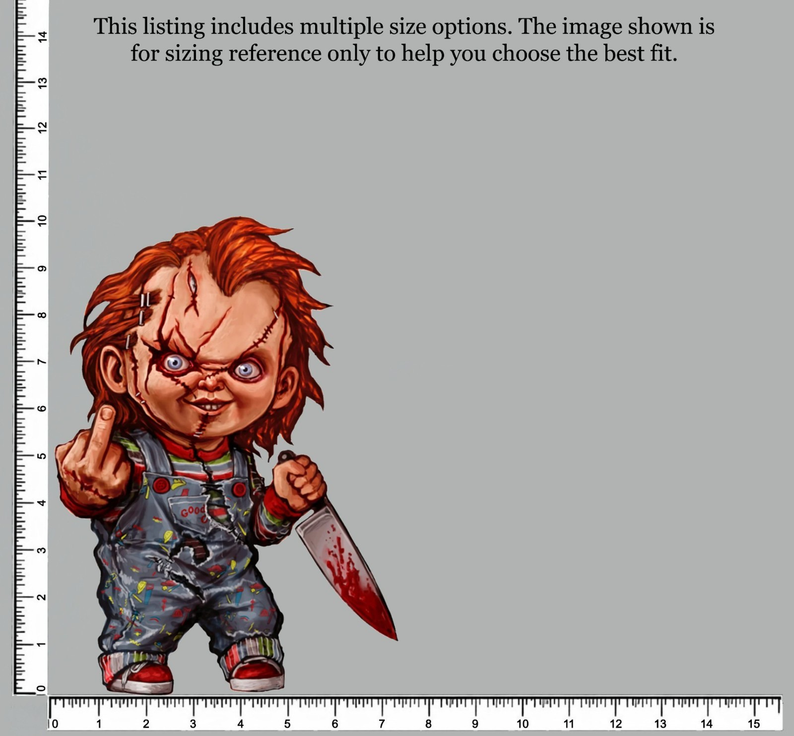Chucky Horror Car Window Vinyl Decal Halloween Weatherproof Sticker 7″ -12″