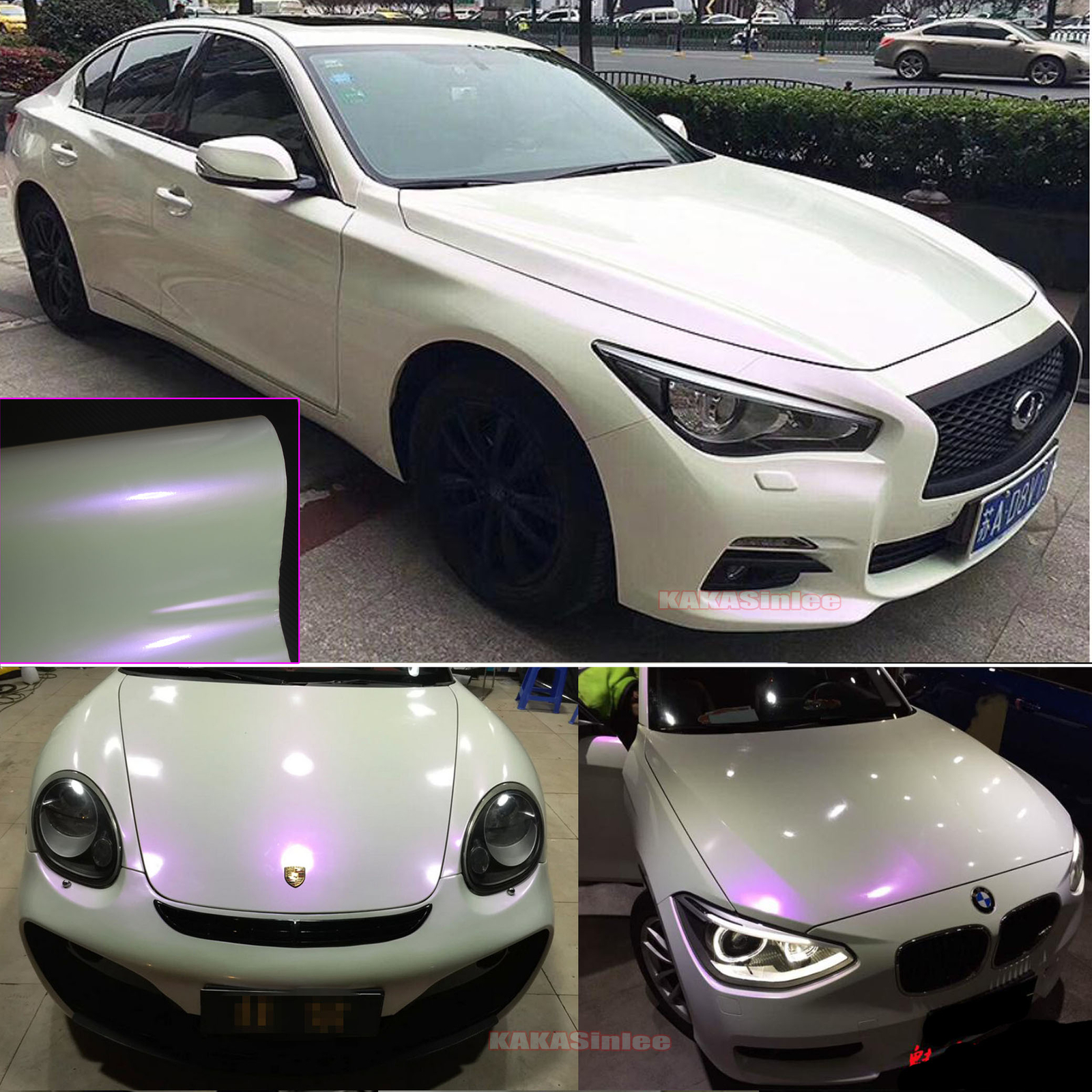 50FT x 5FT Gloss White to Purple Chameleon Chrome Vinyl Wrap Car Film Sticker US