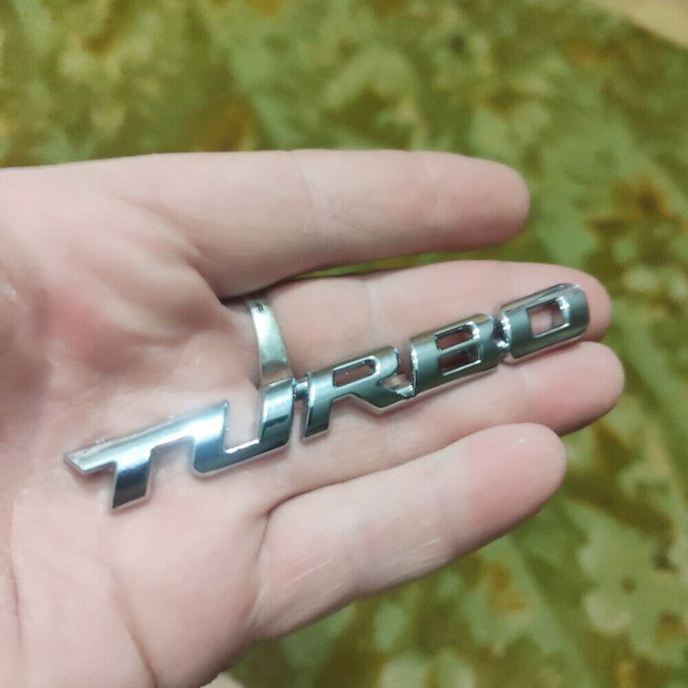 2PCS 3D TURBO Logo Chrome Metal Car Badge Emblem Decal Sticker Accessories Trim