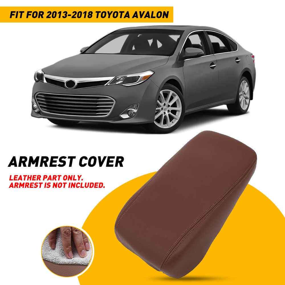 Center Console Lid Armrest Cover Fits Toyota Avalon 2013-18 Leather Brown/Black