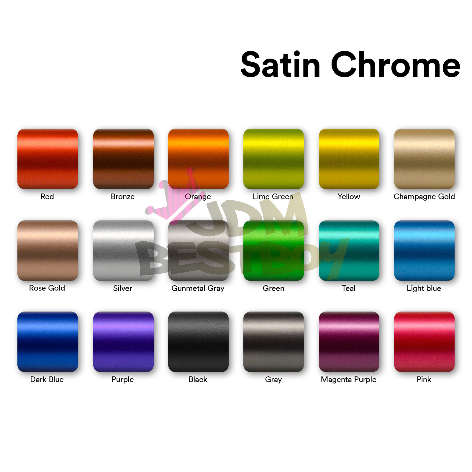 【Satin Chrome】 Pink Matte Metallic Car Vinyl Wrap Sticker Air Release Sheet Film