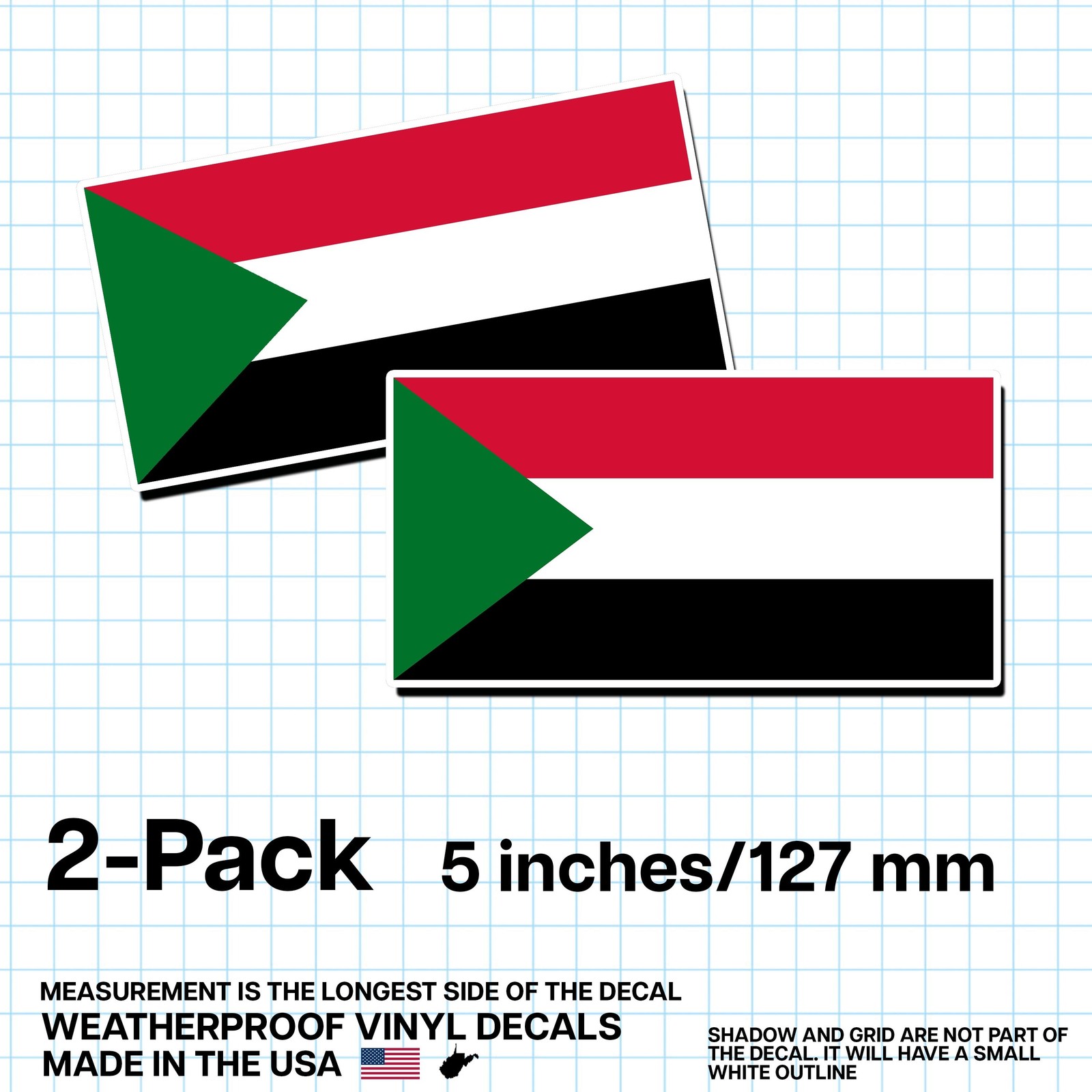 Sudan Flag Sticker 5″ 2-Pack – SD Decal – Sudanese Pride Vinyl