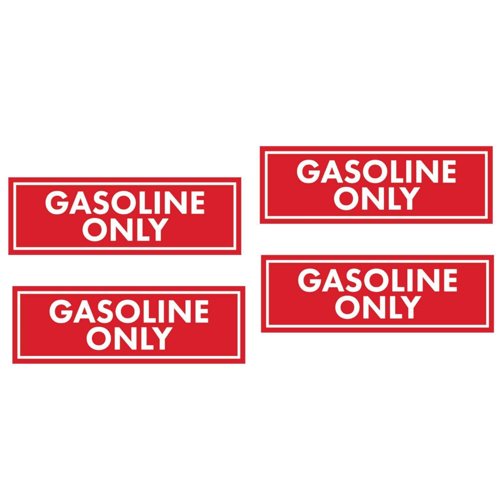 Gasoline Only Warning Stickers (4 Pieces), 2″ x 6″ Size Perfect for Fuel Caps