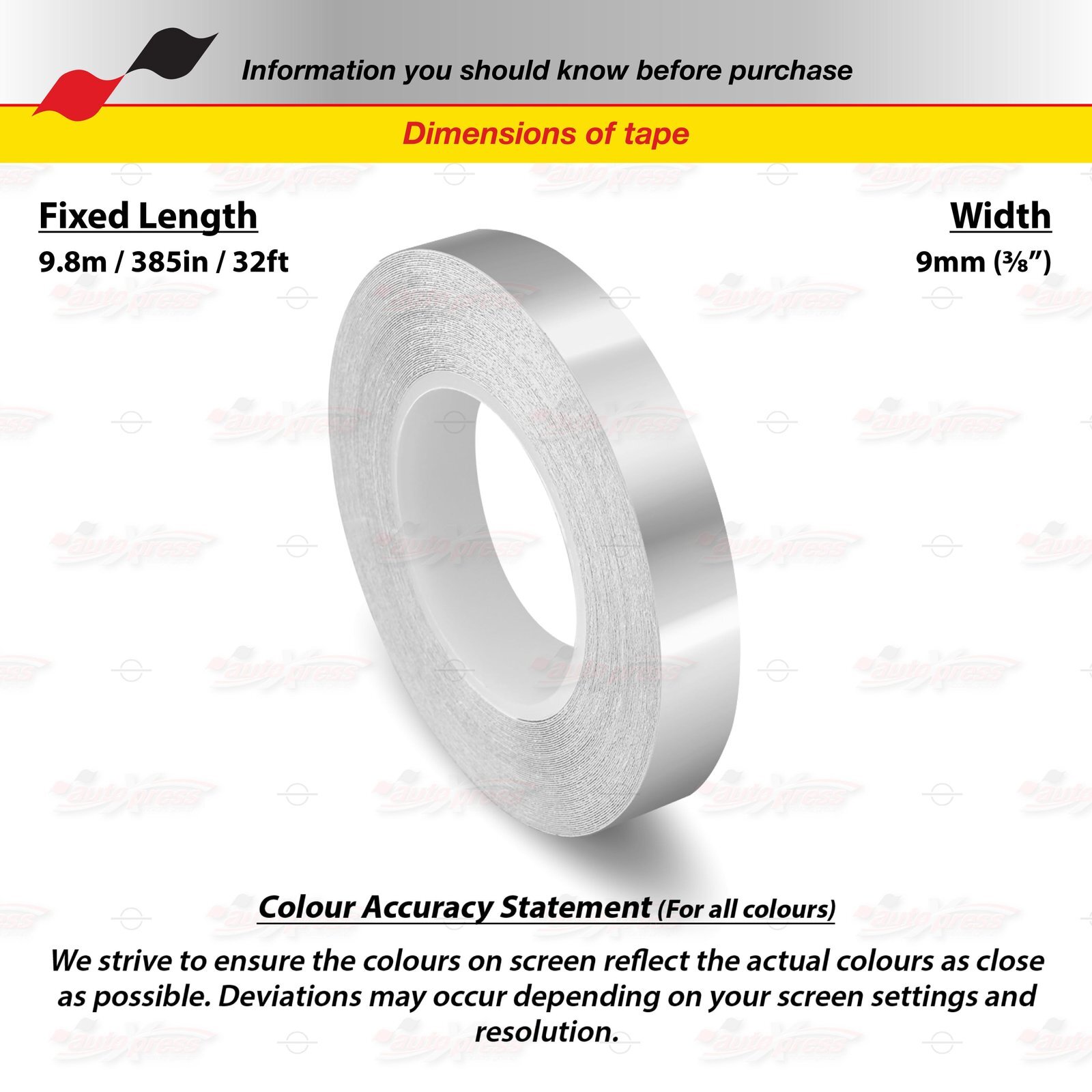 SILVER CHROME 9mm 3/8″ Roll PIN STRIPE PinStriping Line TAPE Decal Vinyl Sticker