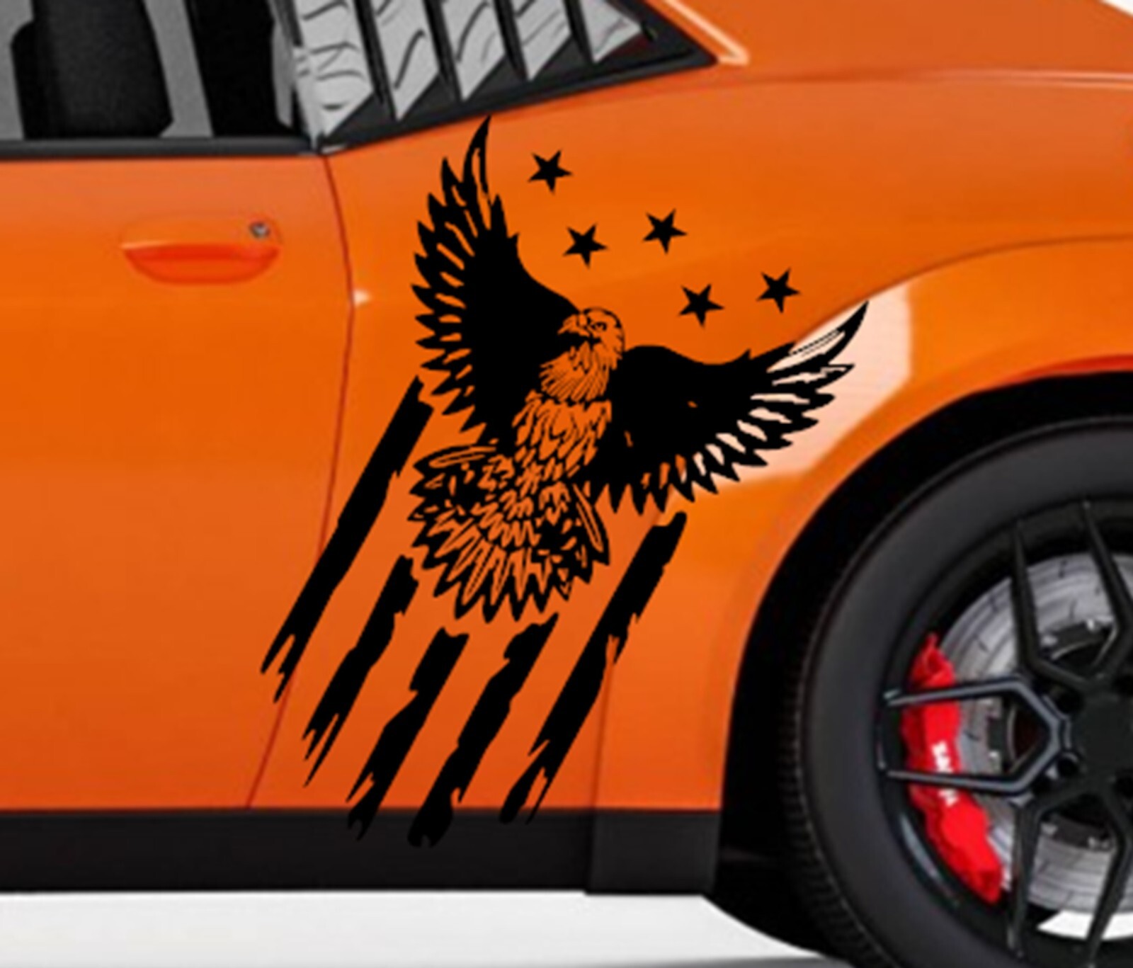 EAGLE American Flag Hood Door Vinyl Decal Racing Stripes (Fits CHALLENGER)