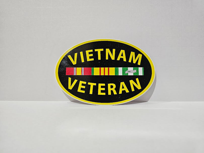 Vietnam War Veteran Decal/Sticker Car Window Oval 5 Inch Die Cut Army Marine