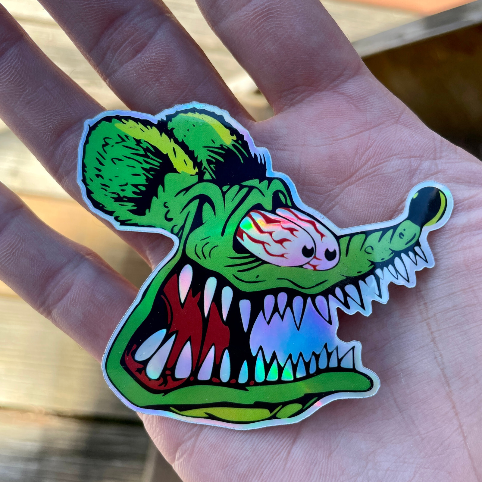 Rat Fink Hot Rod 3 inch holographic Premium decal Sticker 2-Pack Car Window
