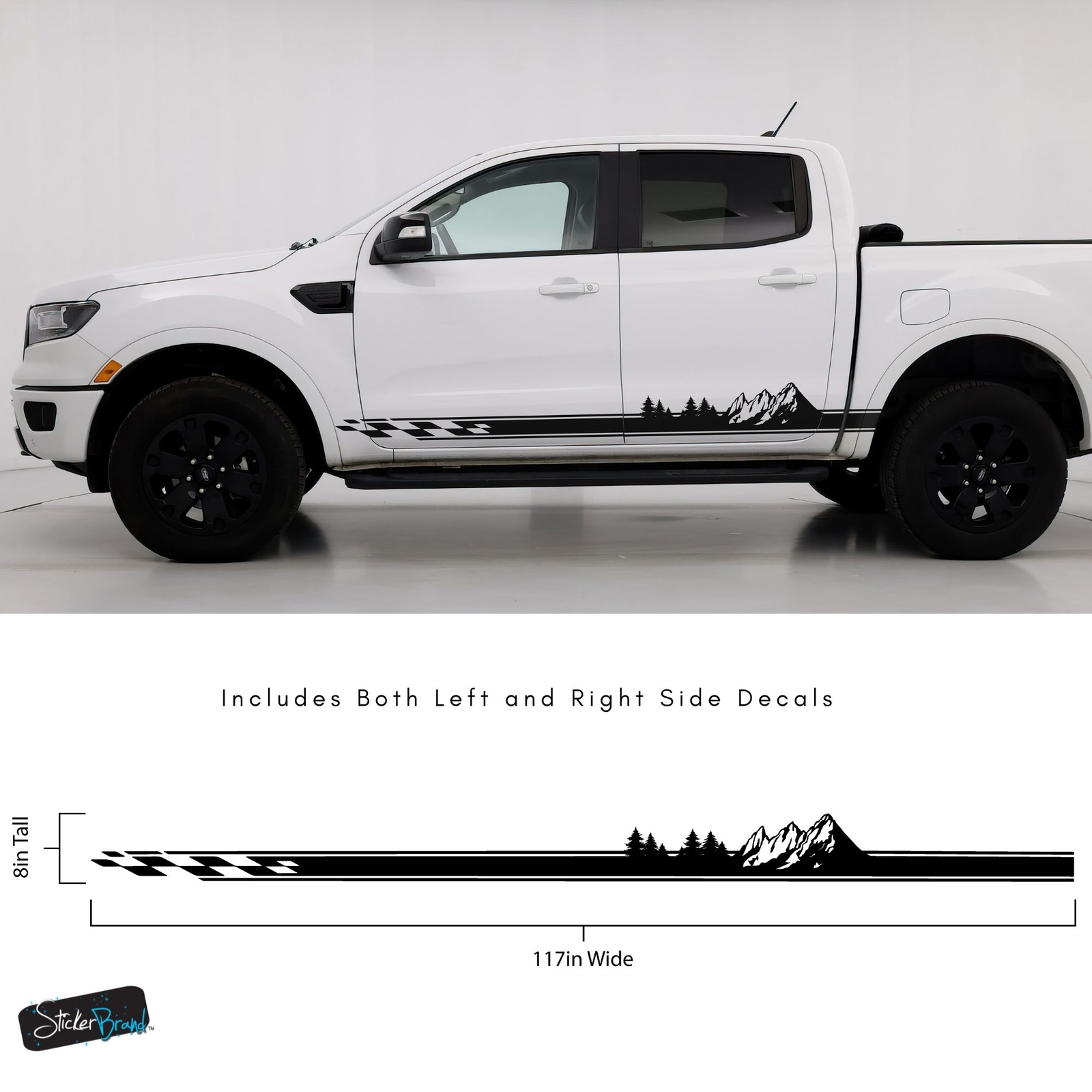 Overland Truck Decal Sticker. Mountain Forest Truck Side Stripes. Universal Fit.