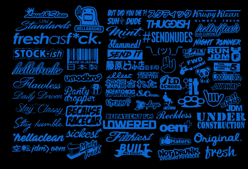 JDM Sticker Pack Tuner Vinyl 20 RANDOM Stickers You Choose Color (Tgish+SH)