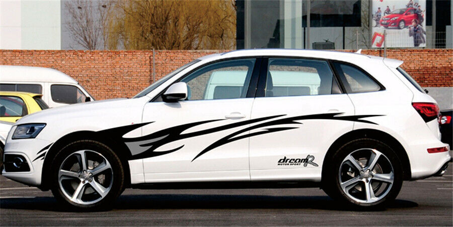 Black+Grey Flame Graphics design accessories Car body decor cover Vinyl Decals
