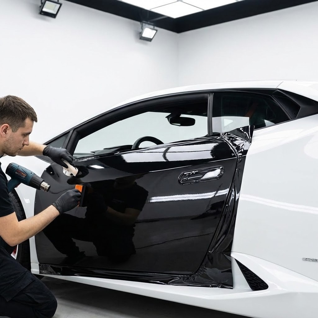 84″ x 60″ Gloss Black Vinyl Film Wrap Sticker Decal Air Bubble Free 7ft x 5ft