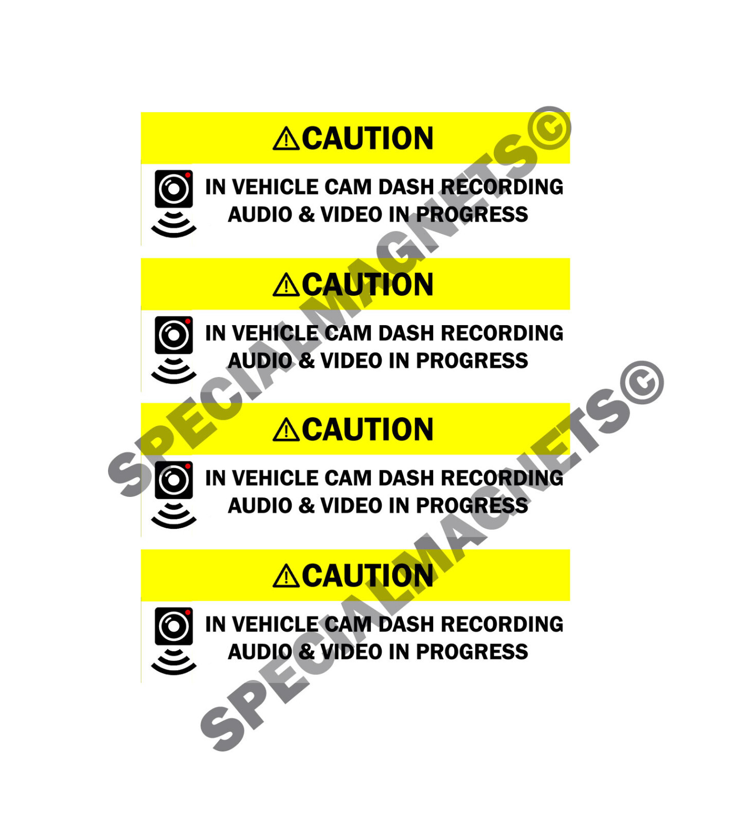 4x Dashcam Notice AV Recording In Progress Durable Car Taxi Stickers