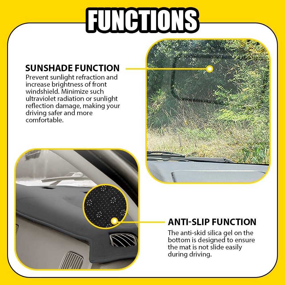 For Dodge Ram 2002-08 Dash Board Cover Mat Pad Gray Anti-UV Sun Protection 1-5X