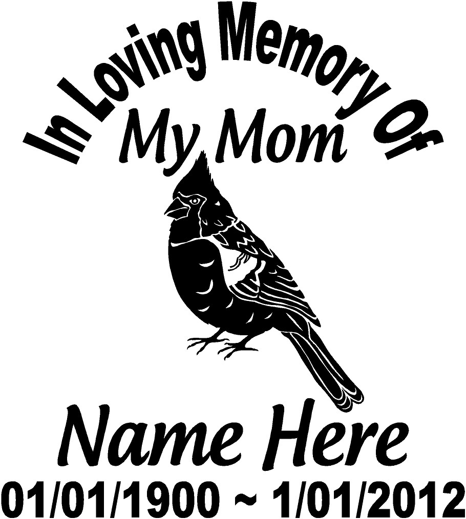 In Loving Memory 10″ Mom Bird CARDINAL Decal Window Sticker Custom Memorial car