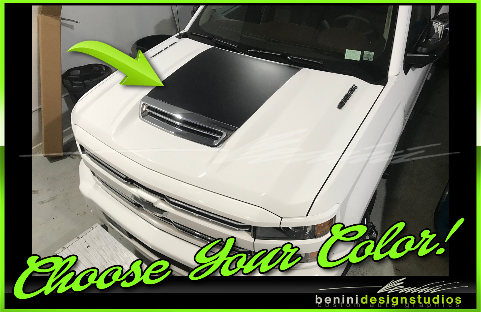 Hood Graphic Stripes Style 1 Fits 2017 Chevy Silverado HD