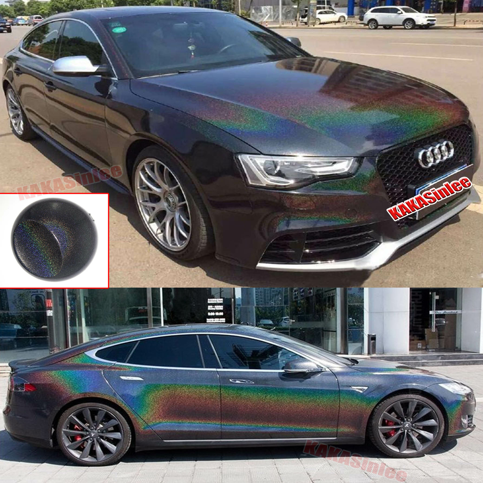 Air Free Car Rainbow Mirror Chrome Chameleon Pearl Gloss Vinyl Wrap Sticker HDUS