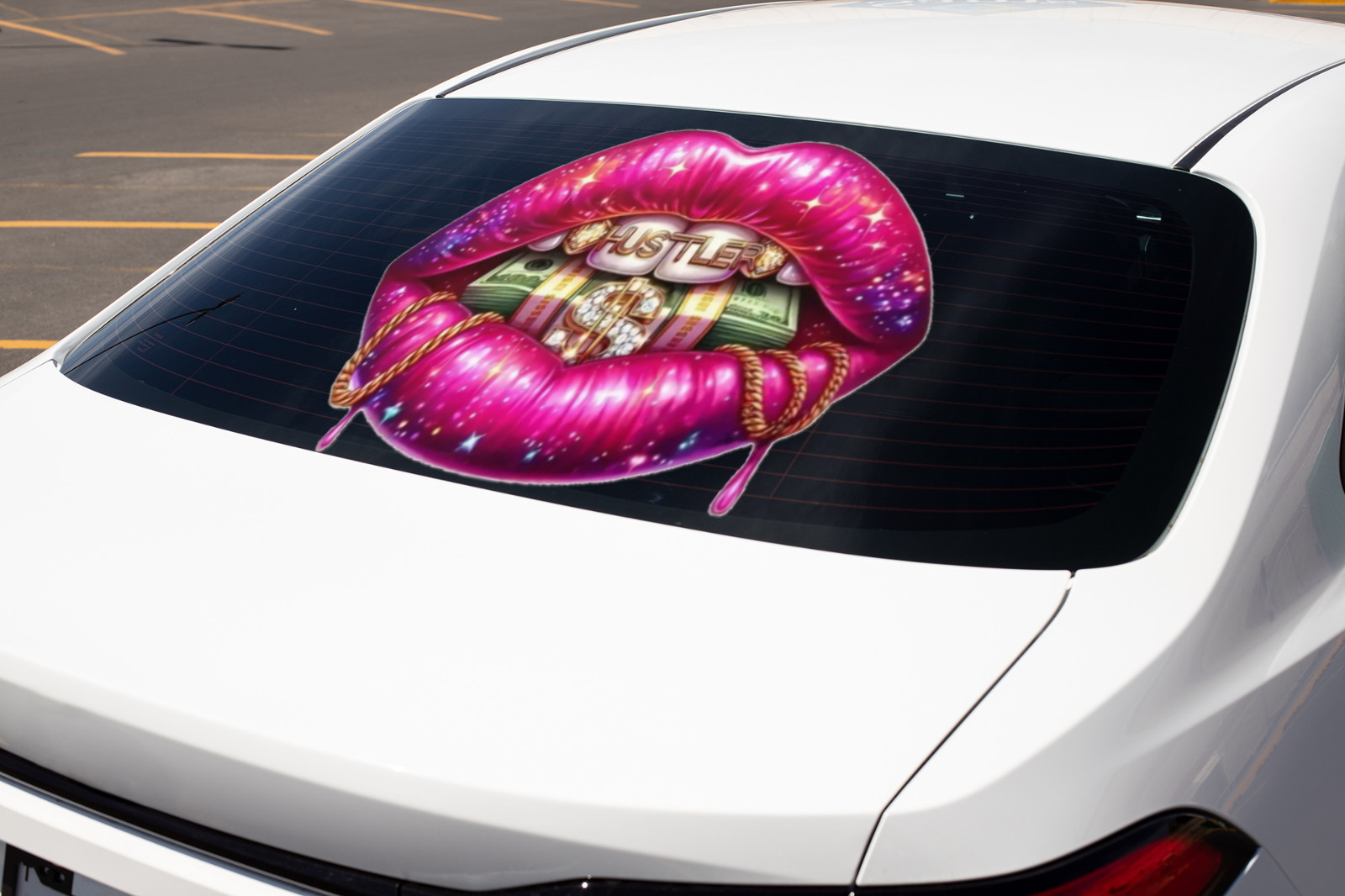 Sexy HUSTLER Lips Car Window Vinyl Decal MONEY Graphic Laptop Bumper Sticker