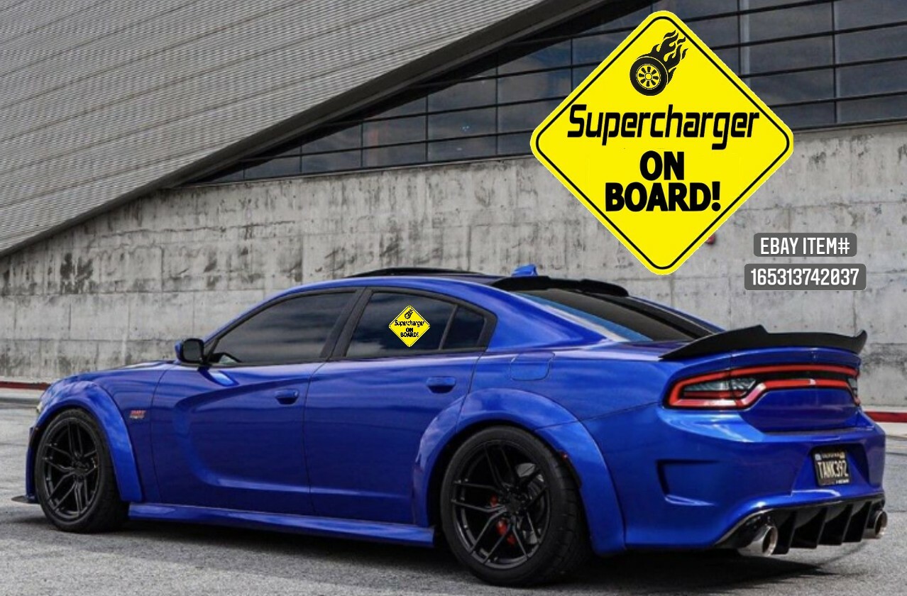 Supercharger on board car window sticker 4X4 inches
