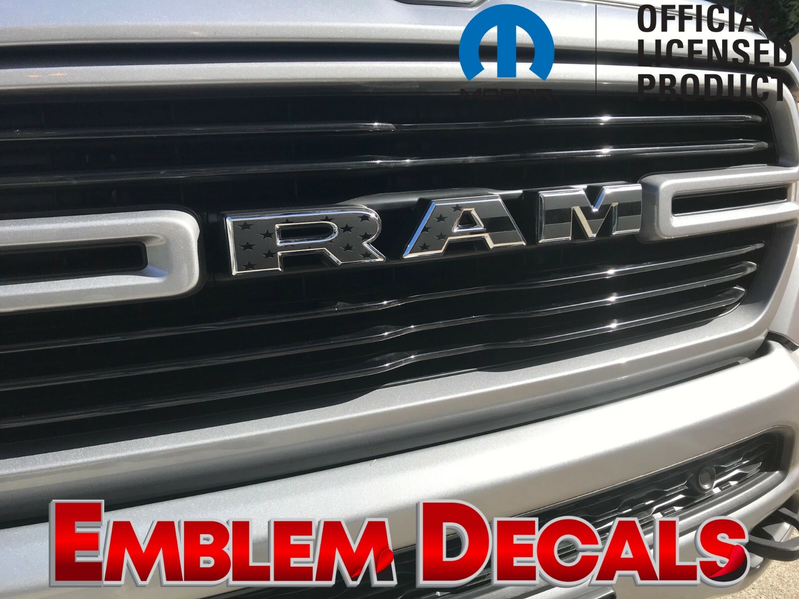 RAM 1500 DT Grill Emblem Decal 2025 2026 SOLID COLORS & USA DESIGN