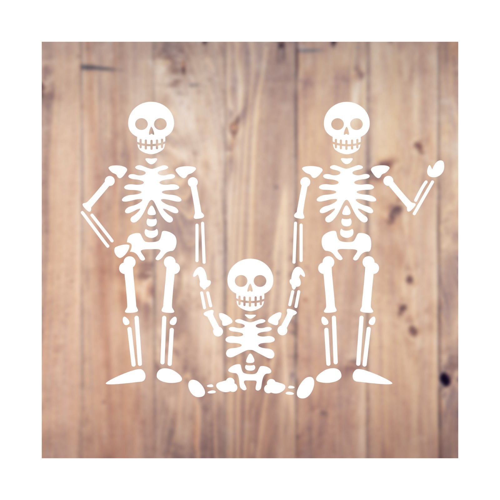 Skeleton Family Adults and Kids – Halloween Vinyl Decal Sticker |7″ Wide | White