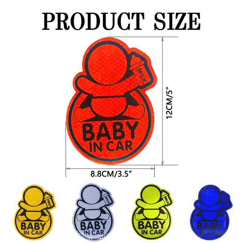 1 pcs Baby Stroller Stickers – Reflective Waterproof Safety Car Sign, 3.5×5 in