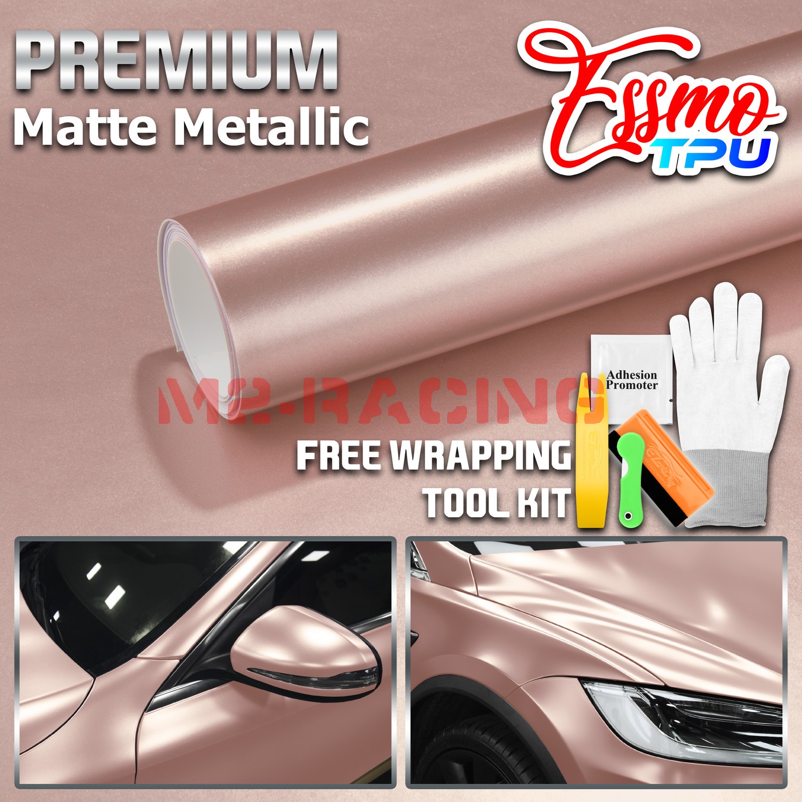Matte Metallic Rose Gold TPU PPF Paint Protection Film Dry Wet Apply Vinyl Wrap