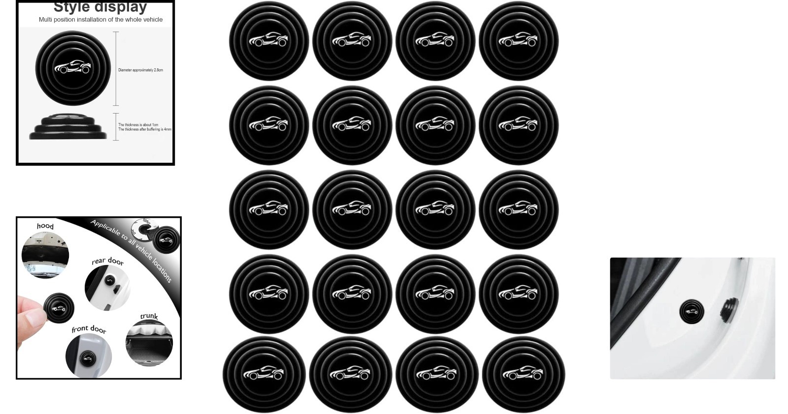 20PCS Universal Car Door Shock Absorber & Anti-Collision Protection Stickers