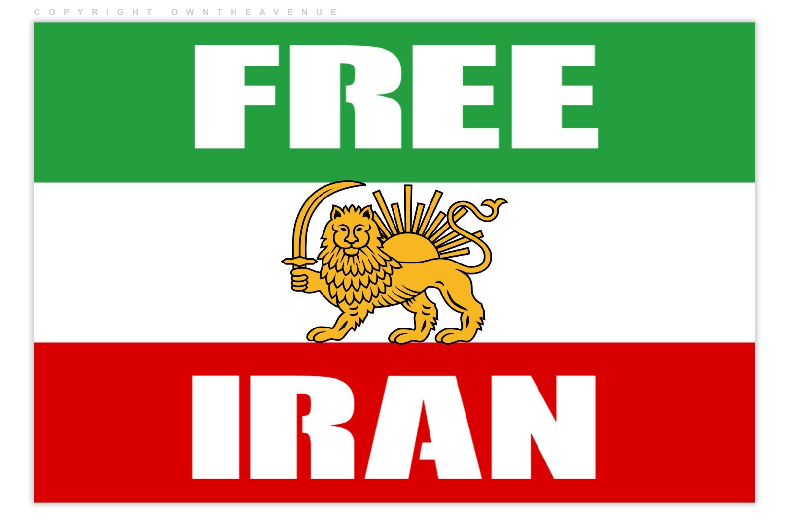 Free Iran Lion Sun Protest Flag Vinyl Sticker Decal 4″ Inches