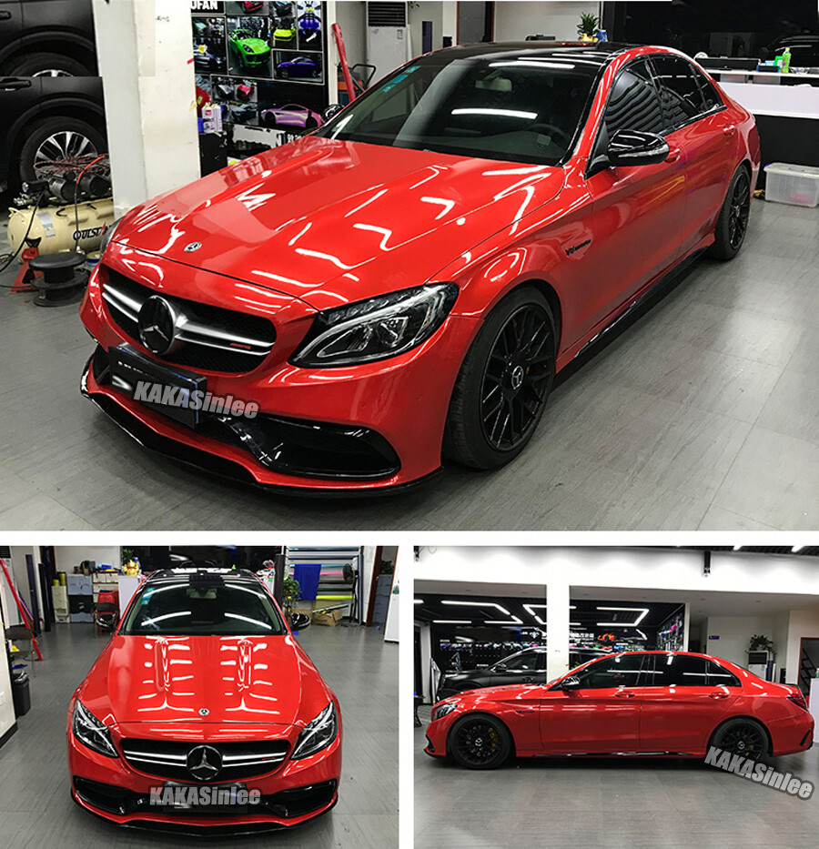 Red Gloss Bright Metallic Paint Entire Car Vinyl Wrap SUV Roof Sticker Decal US