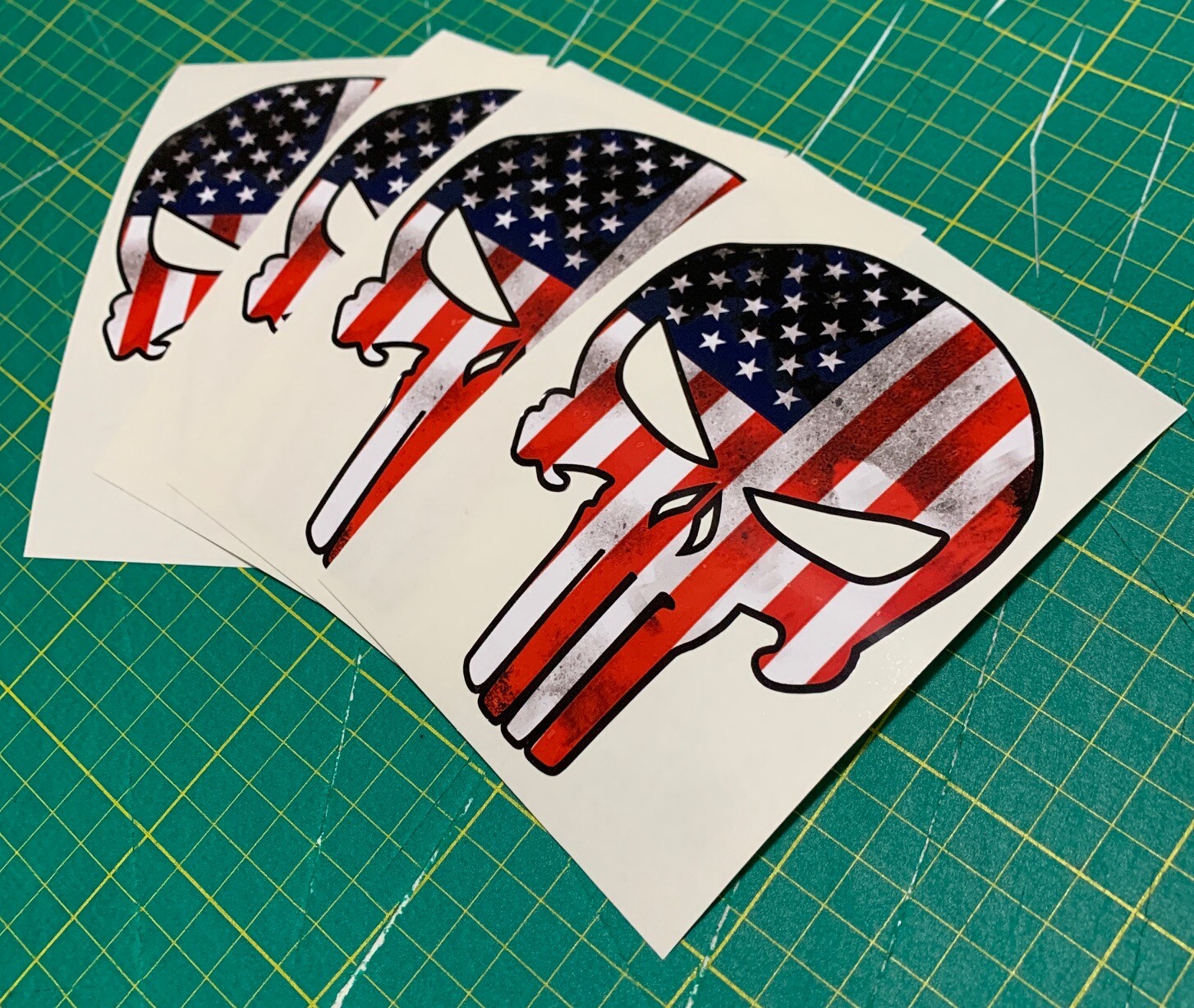 THE PUNISHER AMERICAN FLAG & THIN RED LINE SKULL FULL COLOR STICKERS