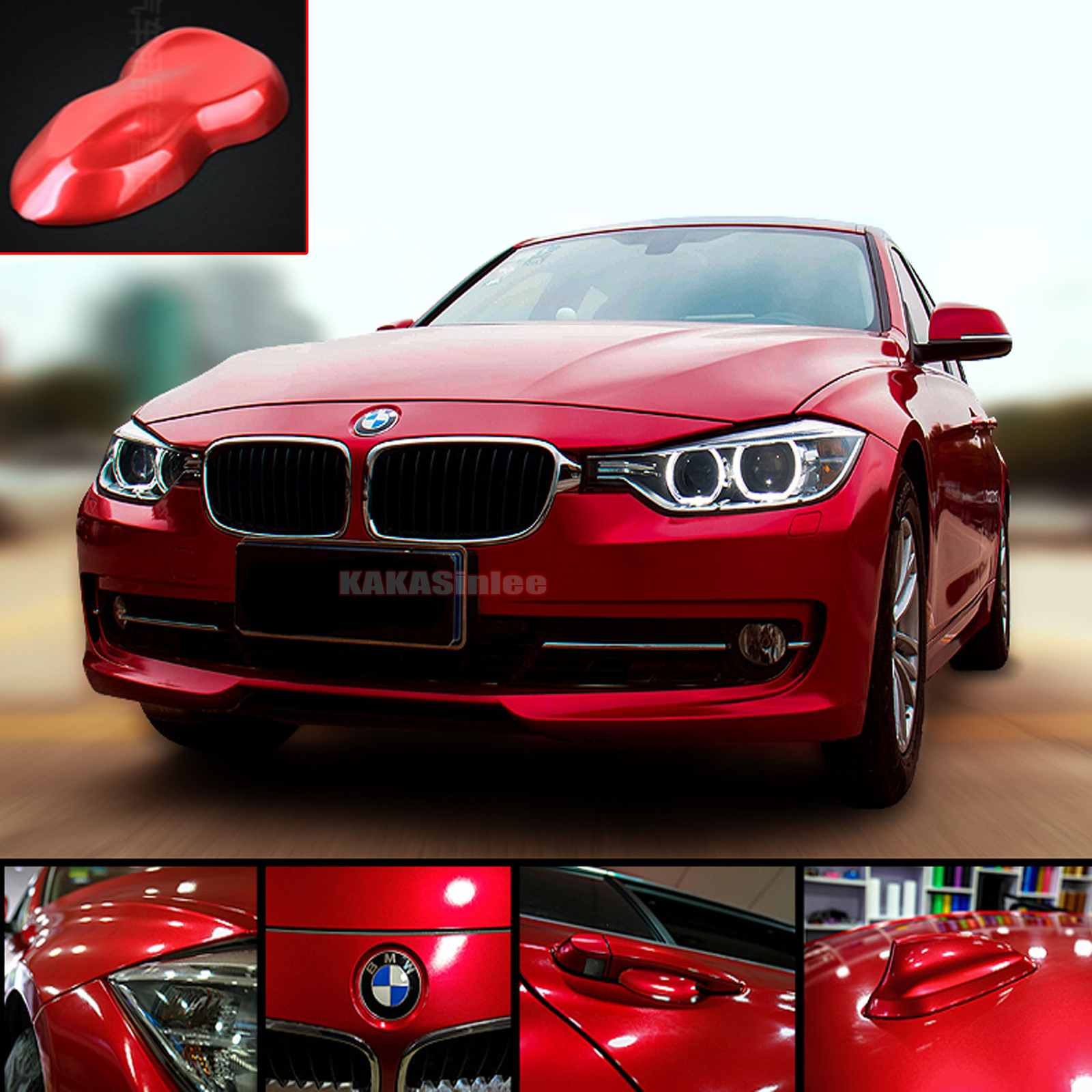 50FT X 5FT Full Car Wrap Red Stretch Pearl Gloss Glitter Chrome Vinyl Sticker US