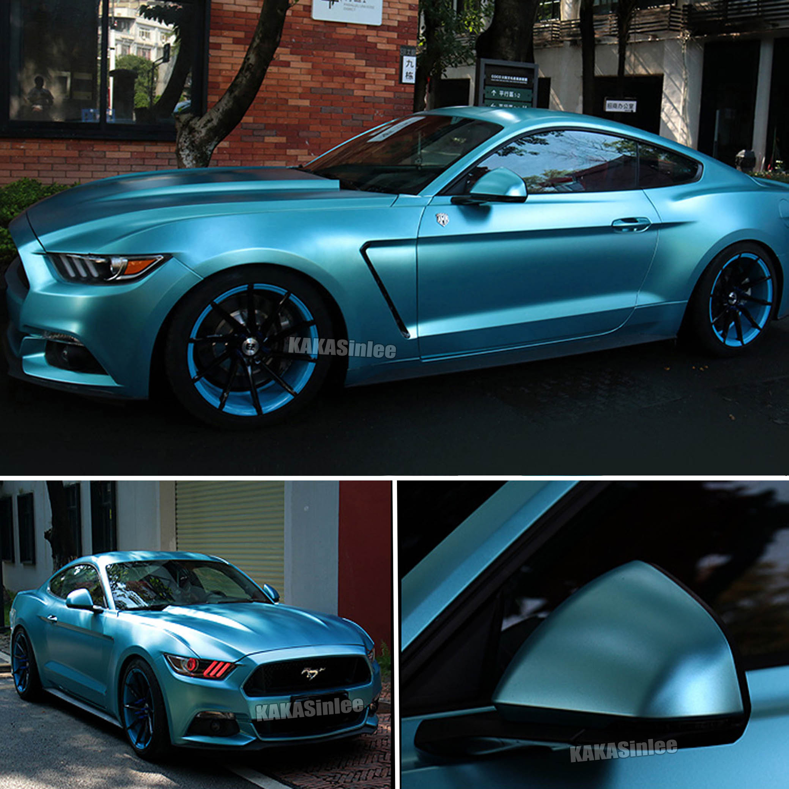 Lake Blue Entire Car Wrap Satin Chrome Glitter Pearl Metal Vinyl Film Sticker AX