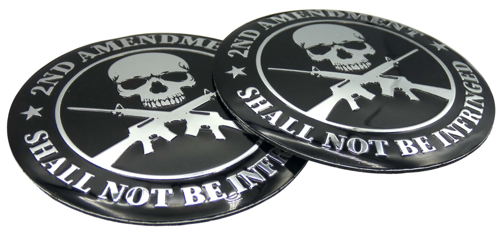 2x Metal 2nd Amendment Decal Sticker Emblem Badge Auto Car Truck Dome 2.20″