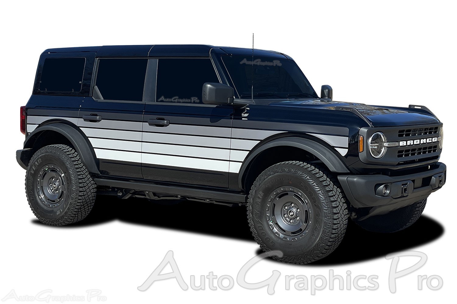 2021-2026 Ford Bronco Stripes Side Decals XL DIGITAL BLACK WHITE Door Graphics