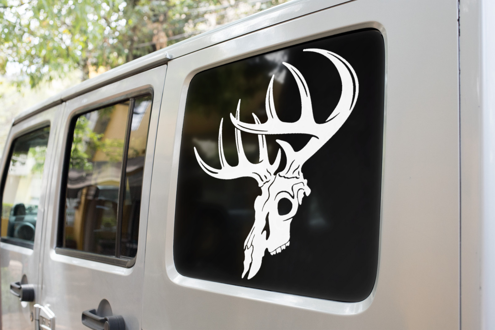 Deer Skull Truck Vinyl Decal Large Hunting Bumper Trailer Sticker Multiple Sizes