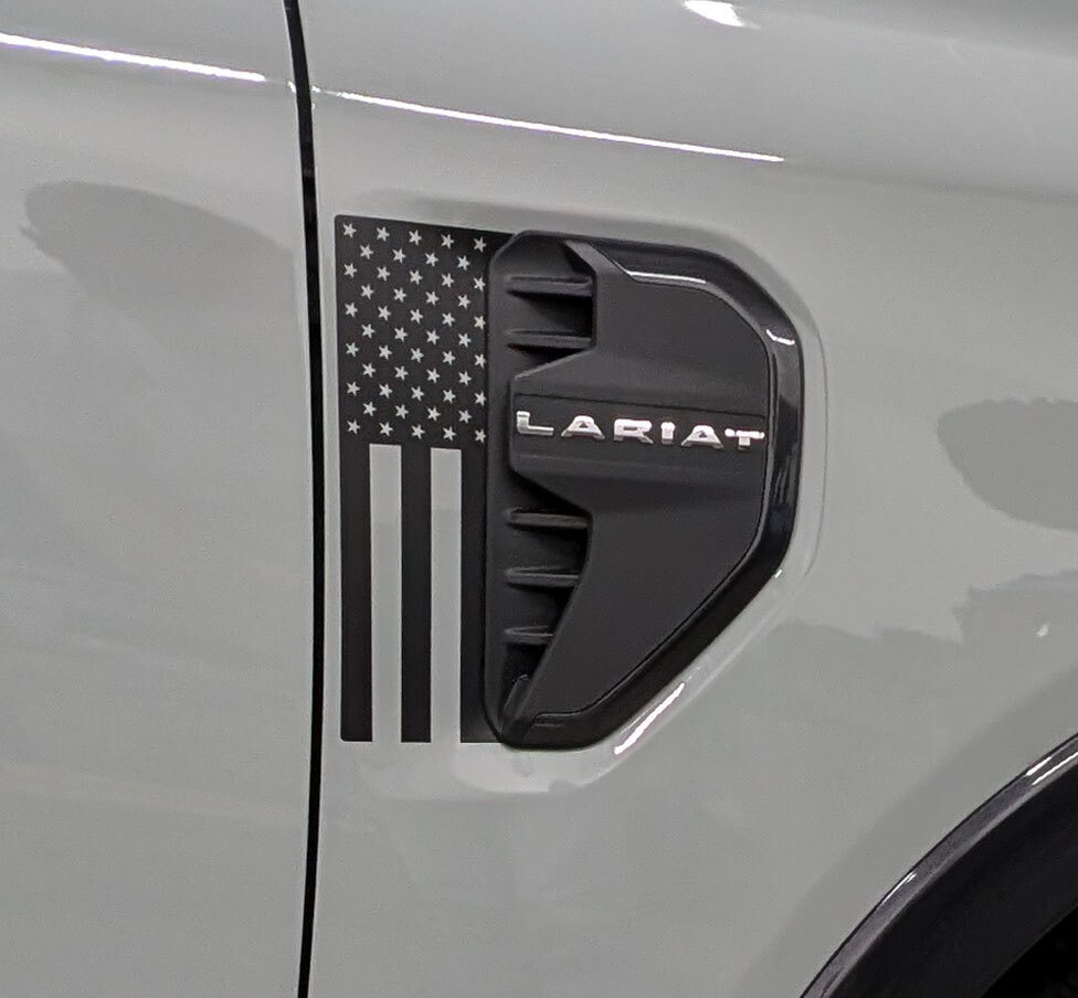 2024 Ford Ranger Fender Grill American Flag Decals Vinyl Graphics Stickers