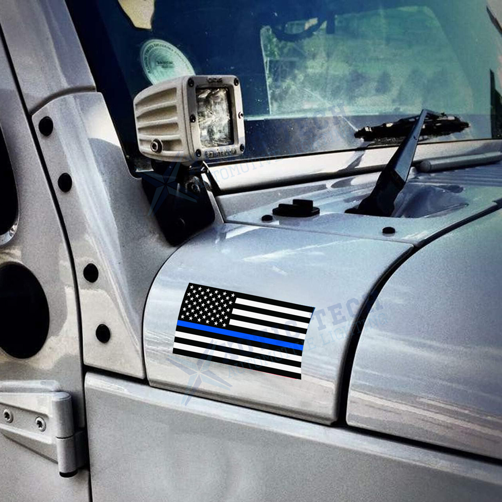 5X3 Inches Thin Line US Flag Decal Reflective Stripe American Flag Car Stickers